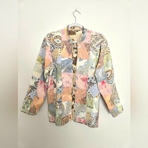 Handmade Patchwork Quilted Women's Jacket with mother of pear buttons